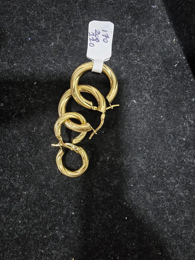 Gold hoops set in 10K gold